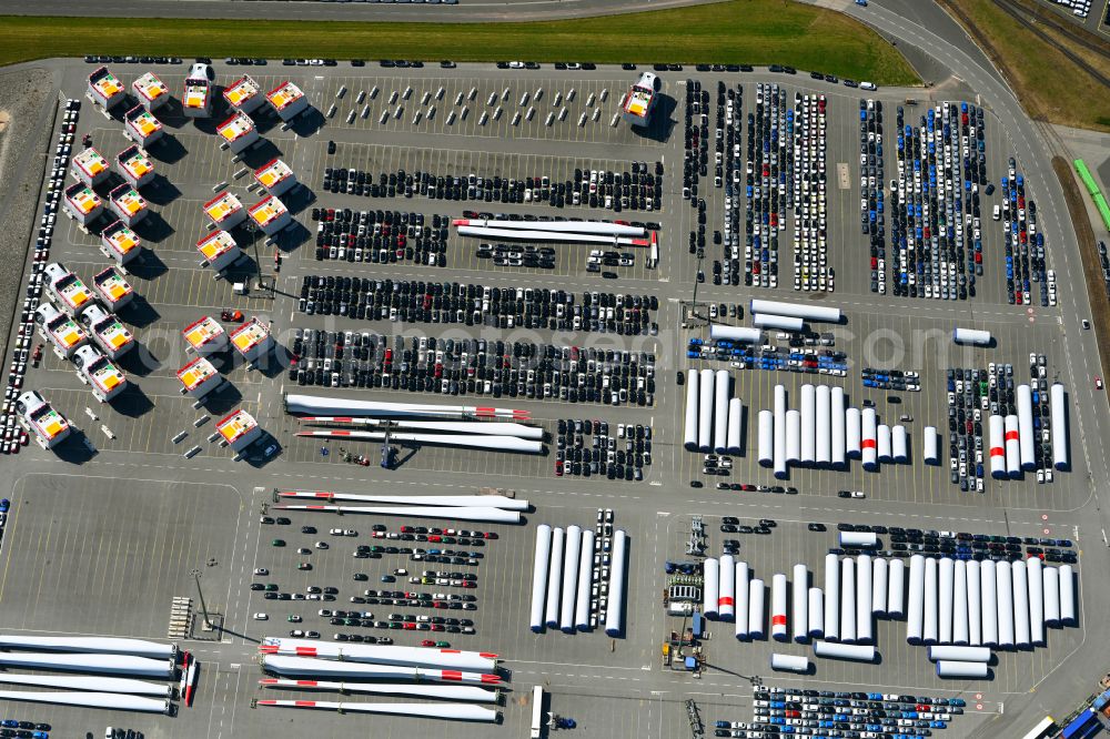 Cuxhaven from the bird's eye view: Building and production halls on the premises of Titan Wind Energy (Germany) GmbH on street Hermann-Honnef-Strasse in Cuxhaven in the state Lower Saxony, Germany