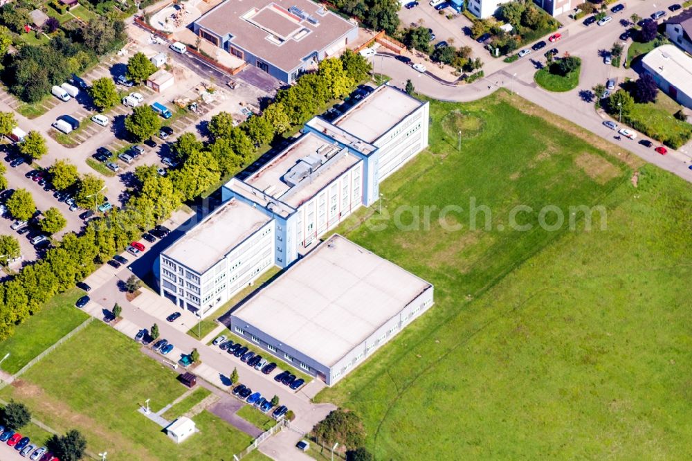 Aerial photograph Karlsruhe - Building and production halls on the premises of nt-trading in the district Knielingen in Karlsruhe in the state Baden-Wuerttemberg, Germany