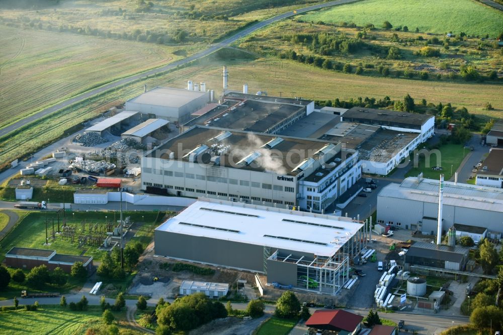 Harzgerode from the bird's eye view: Building and production halls on the premises of TRIMET Aluminium SE on Aluminiumallee in Harzgerode in the state Saxony-Anhalt, Germany