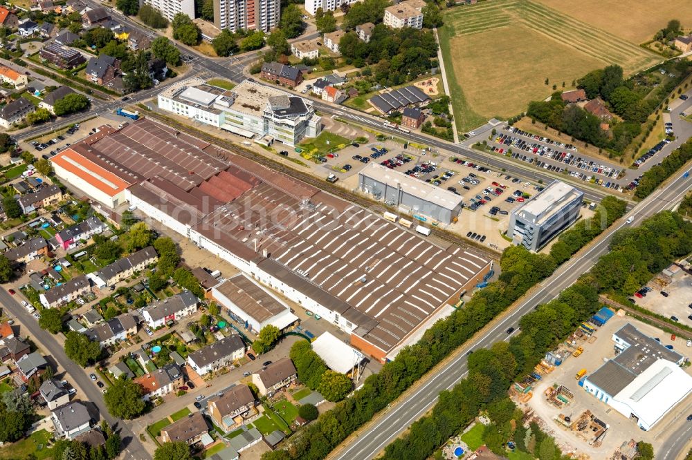 Neukirchen-Vluyn from above - Building and production halls on the premises of Trox GmbH on Heinrich-Trox-Platz in Neukirchen-Vluyn in the state North Rhine-Westphalia, Germany