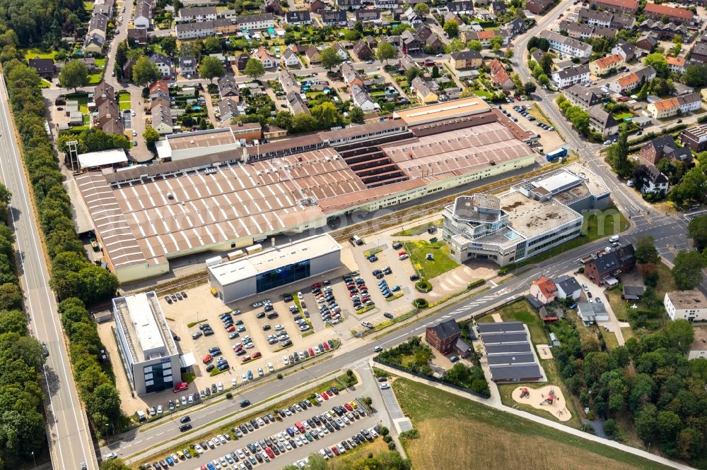 Neukirchen-Vluyn from the bird's eye view: Building and production halls on the premises of Trox GmbH on Heinrich-Trox-Platz in Neukirchen-Vluyn in the state North Rhine-Westphalia, Germany