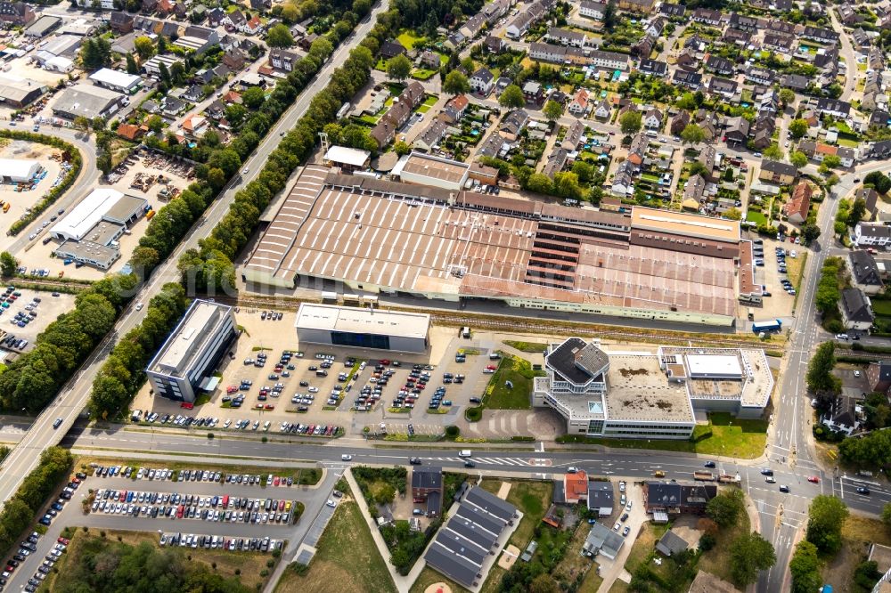 Aerial image Neukirchen-Vluyn - Building and production halls on the premises of Trox GmbH on Heinrich-Trox-Platz in Neukirchen-Vluyn in the state North Rhine-Westphalia, Germany