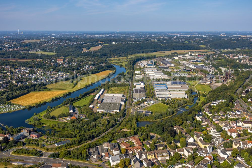 Aerial photograph Hattingen - Building and production halls on the premises of Turbon AG on Ruhrdeich in Hattingen in the state North Rhine-Westphalia, Germany