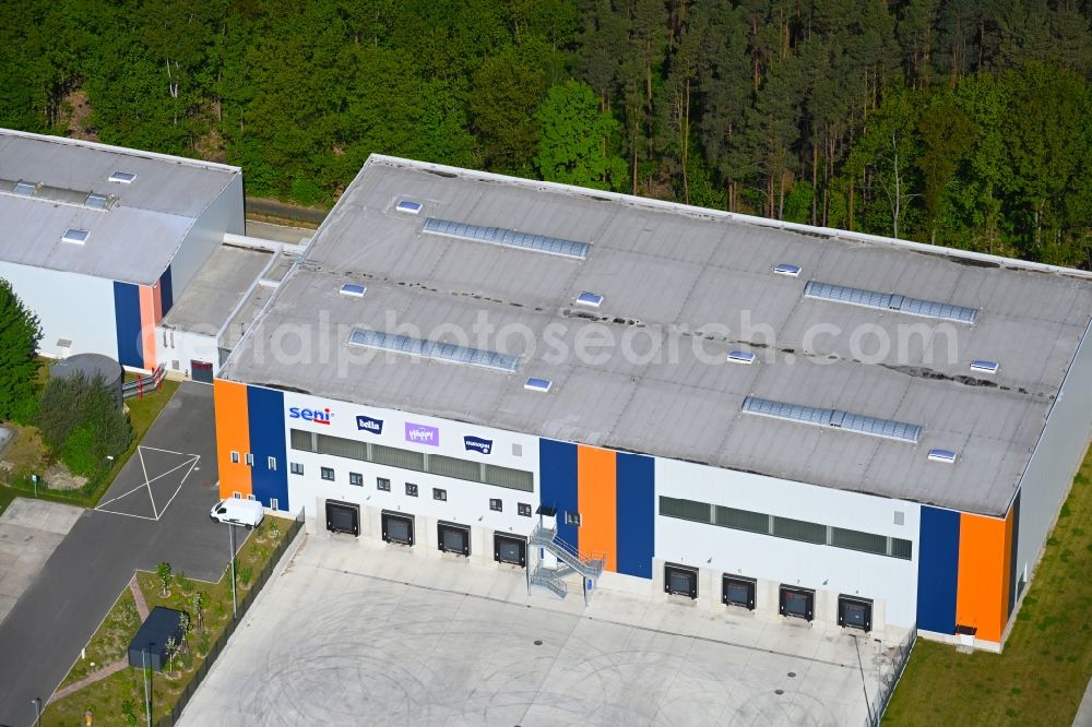 Biesenthal from the bird's eye view: Building and production halls on the premises TZMO Deutschland in Biesenthal in the state Brandenburg, Germany