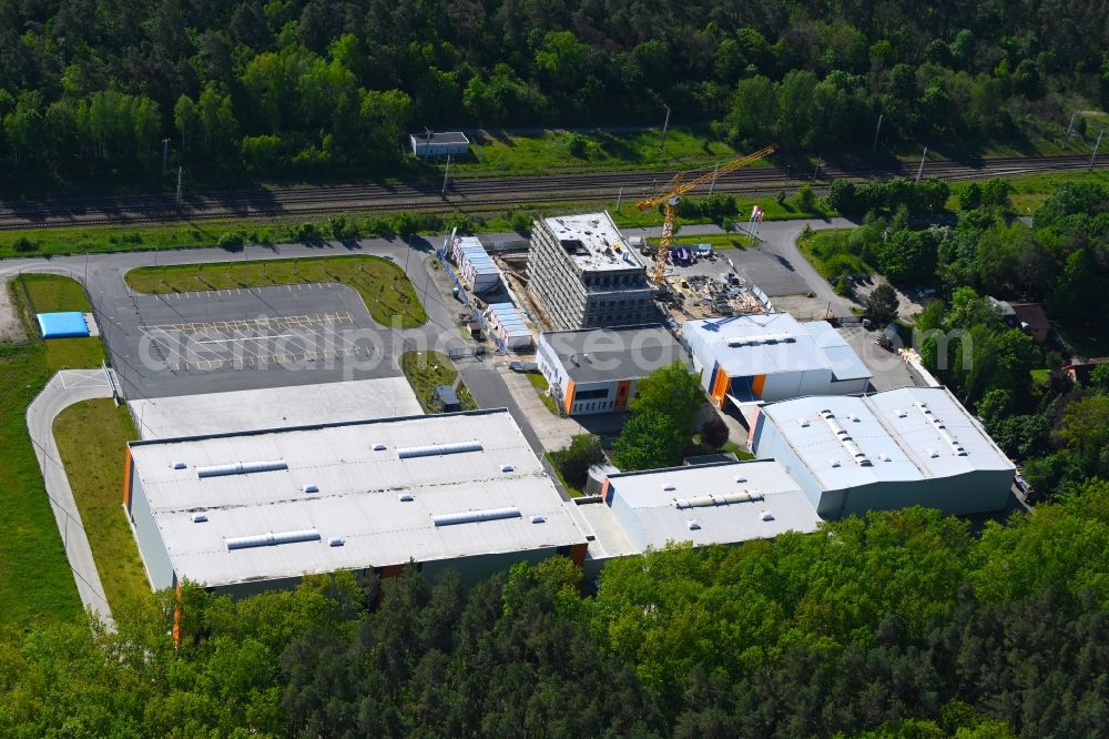 Biesenthal from above - Building and production halls on the premises TZMO Deutschland in Biesenthal in the state Brandenburg, Germany