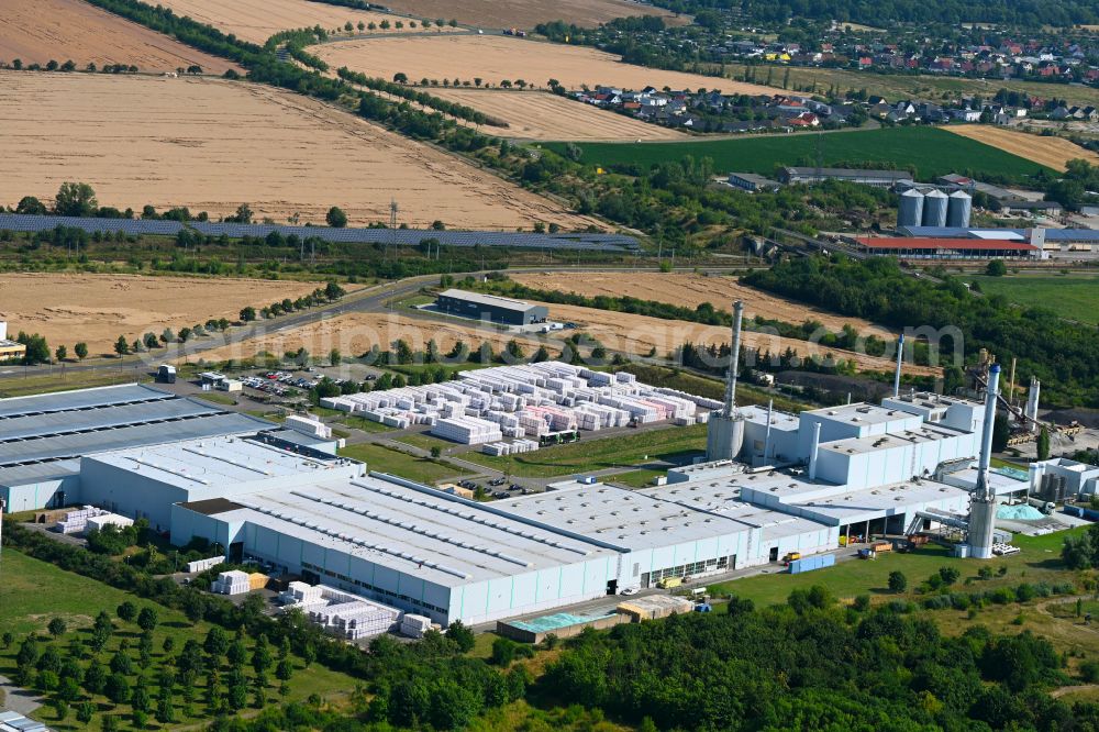 Aerial photograph Delitzsch - Building and production halls on the premises Ursa Deutschland GmbH on street Carl-Friedrich-Benz-Strasse in Delitzsch in the state Saxony, Germany