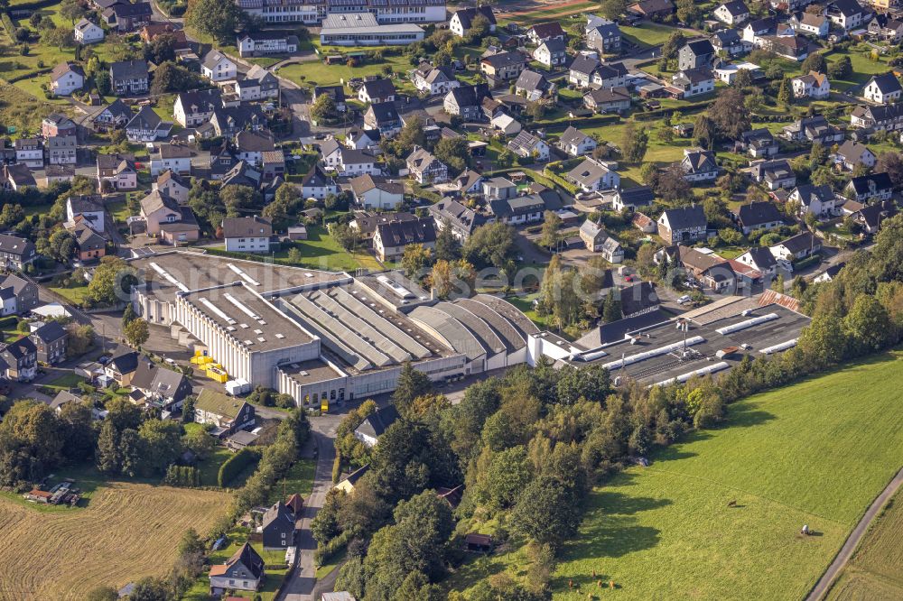 Müsen from above - Building and production halls on the premises USH Germany GmbH on street Glueck-Auf-Strasse in Muesen at Siegerland in the state North Rhine-Westphalia, Germany