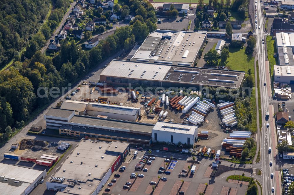 Kredenbach from above - Building and production halls on the premises VAKO GmbH & Co. KG on street Industriestrasse in Kredenbach at Siegerland in the state North Rhine-Westphalia, Germany