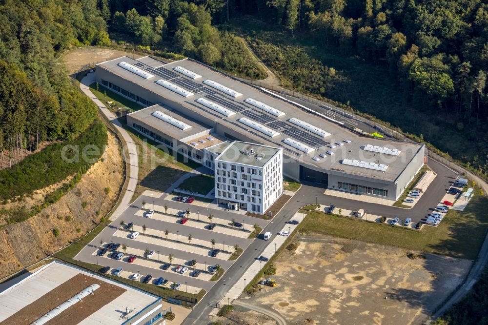 Aerial image Siegen - Building and production halls on the premises of Vanderlande Beewen GmbH & Co. KG Obere Leimbach in Siegen in the state North Rhine-Westphalia, Germany