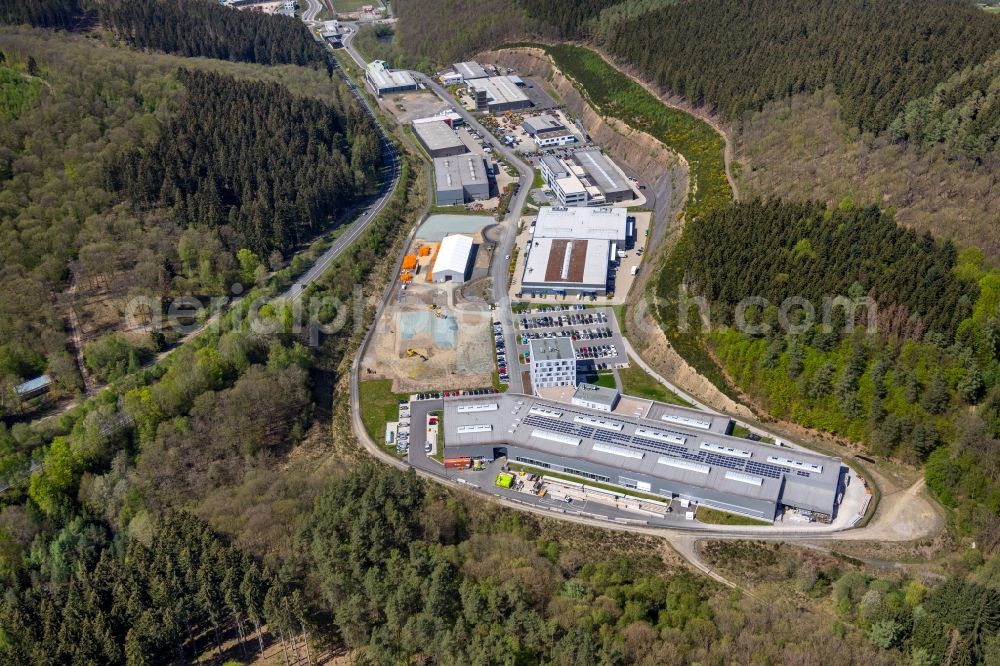 Aerial image Siegen - Building and production halls on the premises of Vanderlande Beewen GmbH & Co. KG Obere Leimbach in Siegen in the state North Rhine-Westphalia, Germany