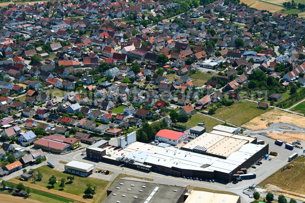 Jettingen from above - Building and production halls on the premises E + E Verpackungstechnik GmbH & Co. KG on street Wildberger Strasse in the district Oberjettingen in Jettingen in the state Baden-Wuerttemberg, Germany