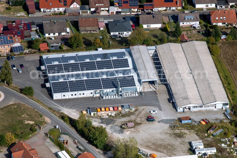 Aerial image Aura im Sinngrund - Building and production halls on the premises of Viant Aura GmbH and of COVERIT EPDM-Abdichtungstechnik GmbH on Struthberg in the district Deutelbach in Aura im Sinngrund in the state Bavaria, Germany