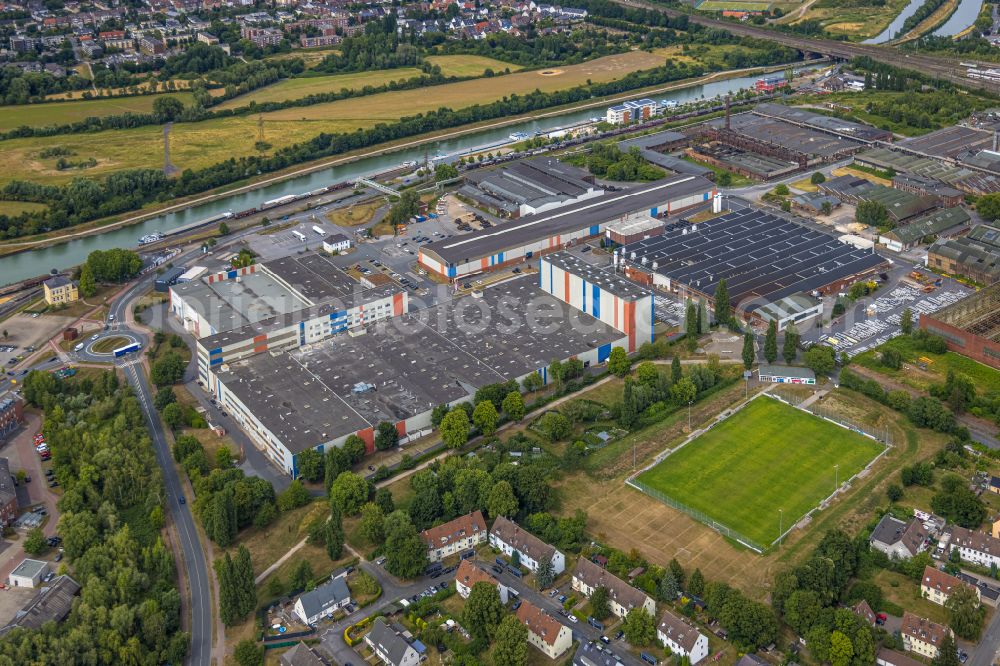 Hamm from the bird's eye view: Building and production halls on the premises Voestalpine Boehler Welding on street Hafenstrasse in the district Heessen in Hamm at Ruhrgebiet in the state North Rhine-Westphalia, Germany