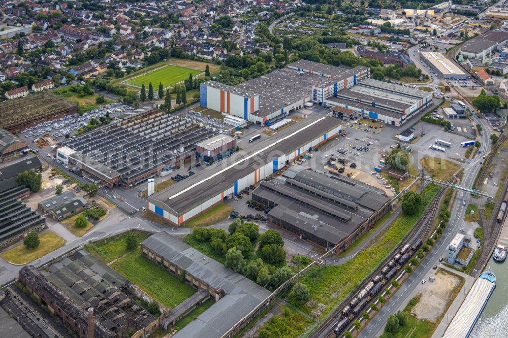 Aerial photograph Hamm - Building and production halls on the premises Voestalpine Boehler Welding on street Hafenstrasse in the district Heessen in Hamm at Ruhrgebiet in the state North Rhine-Westphalia, Germany