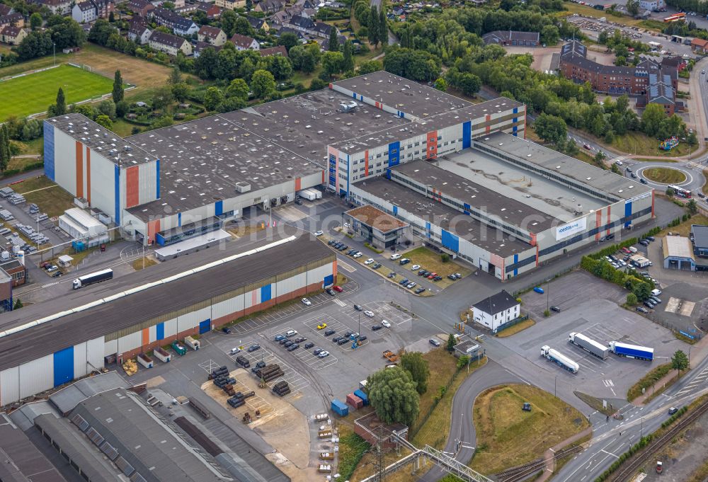 Hamm from above - Building and production halls on the premises Voestalpine Boehler Welding on street Hafenstrasse in the district Heessen in Hamm at Ruhrgebiet in the state North Rhine-Westphalia, Germany