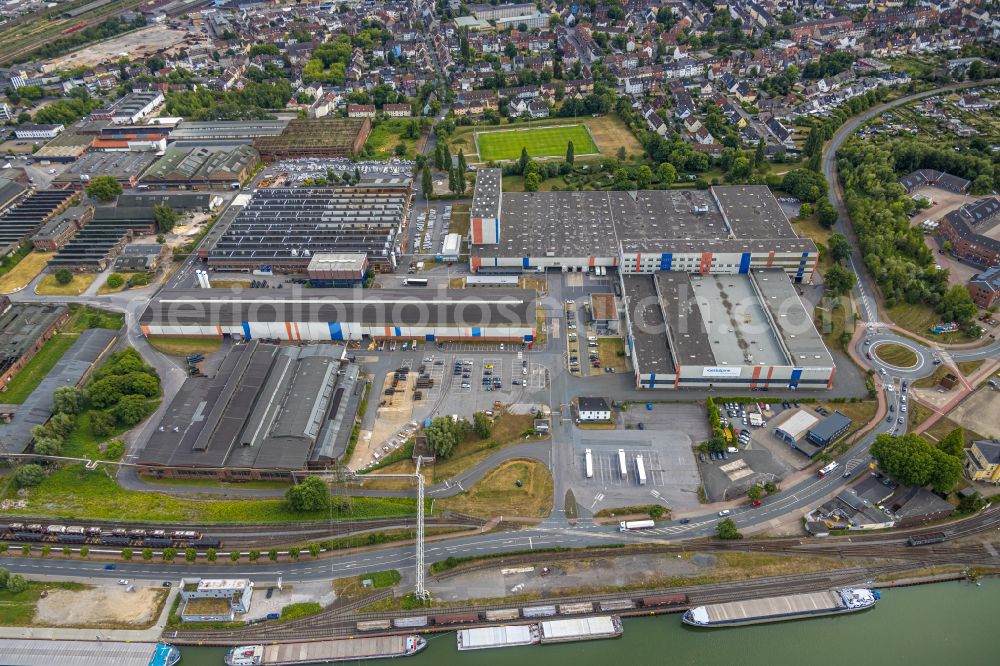 Hamm from the bird's eye view: Building and production halls on the premises Voestalpine Boehler Welding on street Hafenstrasse in the district Heessen in Hamm at Ruhrgebiet in the state North Rhine-Westphalia, Germany