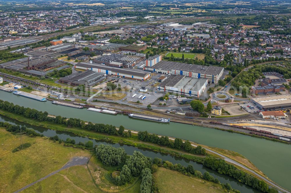 Aerial image Hamm - Building and production halls on the premises Voestalpine Boehler Welding on street Hafenstrasse in the district Heessen in Hamm at Ruhrgebiet in the state North Rhine-Westphalia, Germany