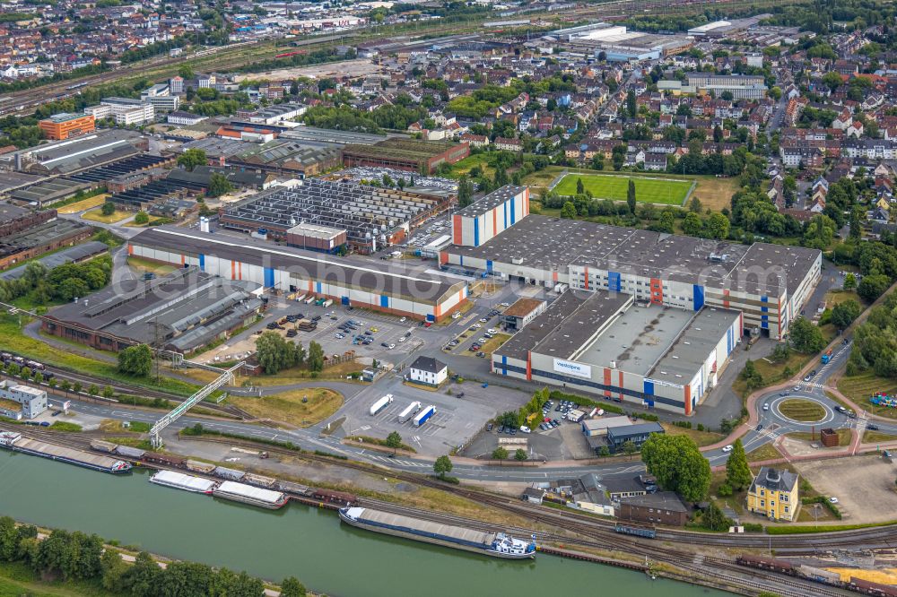 Aerial photograph Hamm - Building and production halls on the premises Voestalpine Boehler Welding on street Hafenstrasse in the district Heessen in Hamm at Ruhrgebiet in the state North Rhine-Westphalia, Germany