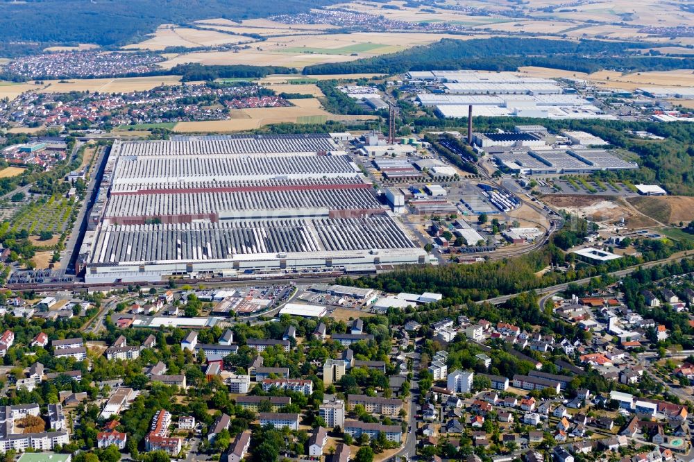 Aerial image Baunatal - Building and production halls on the premises of Volkswagen AG in Baunatal in the state Hesse, Germany