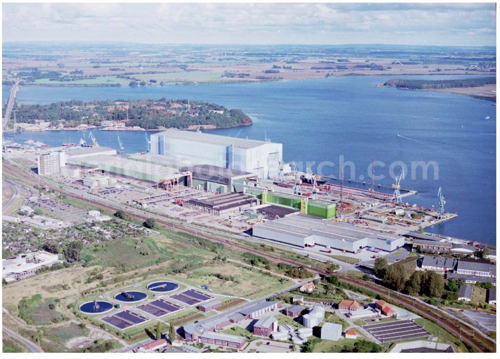 Aerial image Stralsund / Mecklenburg Vorpommern - Werksgelände der Volkswerft GmbH Stralsund (03831) 66-0 Werftstr. 3 18439 Stralsund / 27.09.02