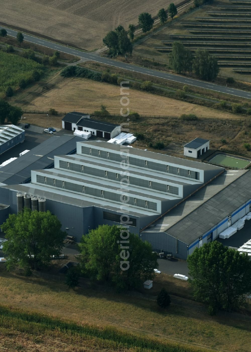 Sangerhausen from above - Building and production halls on the premises of Vpw Nink GmbH on Allstedter Strasse in Sangerhausen in the state Saxony-Anhalt