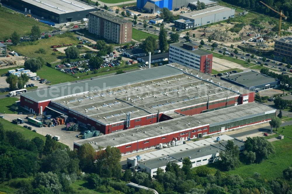 Berlin from above - Building and production halls on the premises of Walter Automobiltechnik GmbH in the district Marzahn-Hellersdorf in Berlin, Germany