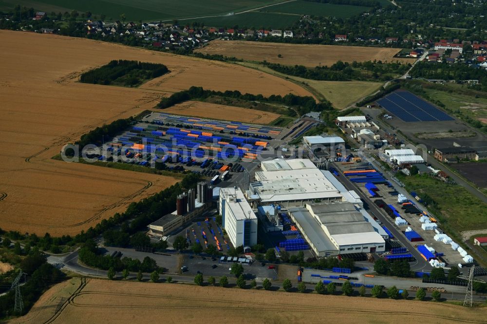 Westeregeln from the bird's eye view: Building and production halls on the premises of Wavin GmbH Rohrsysteme on Borrweg in Westeregeln in the state Saxony-Anhalt, Germany