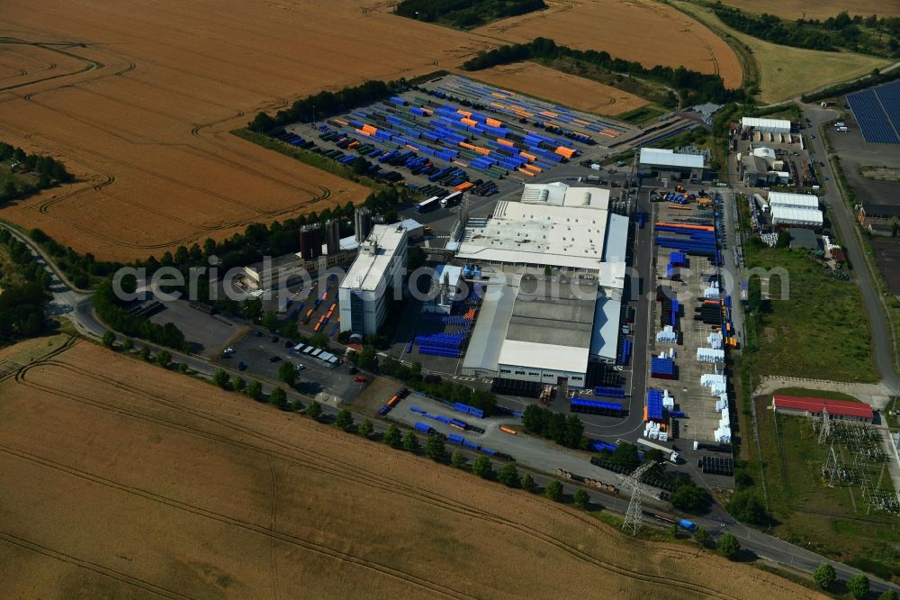 Aerial photograph Westeregeln - Building and production halls on the premises of Wavin GmbH Rohrsysteme on Borrweg in Westeregeln in the state Saxony-Anhalt, Germany