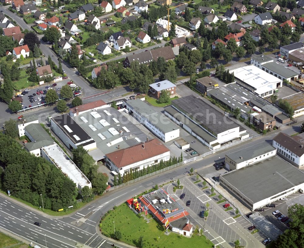 Aerial photograph Bielefeld - Building and production halls on the premises of Welland & Tuxhorn AG on Guetersloher Strasse in the district Brackwede in Bielefeld in the state North Rhine-Westphalia, Germany