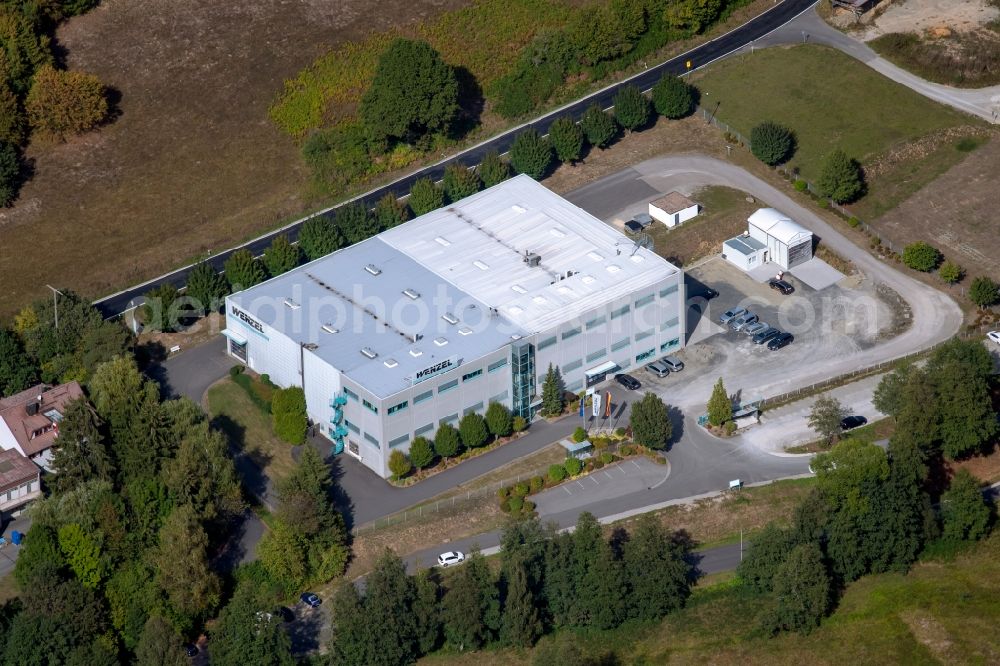 Wiesthal from above - Building and production halls on the premises WENZEL Group GmbH & Co. KG on Werner-Wenzel-Strasse in the district Krommenthal in Wiesthal in the state Bavaria, Germany