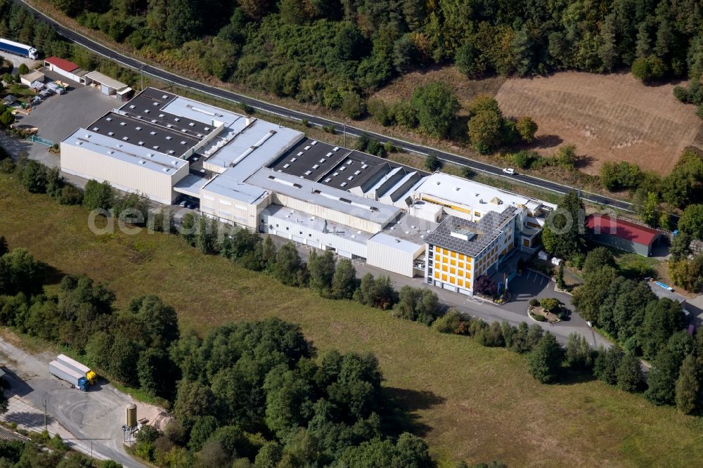 Aerial image Wiesthal - Building and production halls on the premises WENZEL Group GmbH & Co. KG on Werner-Wenzel-Strasse in the district Krommenthal in Wiesthal in the state Bavaria, Germany