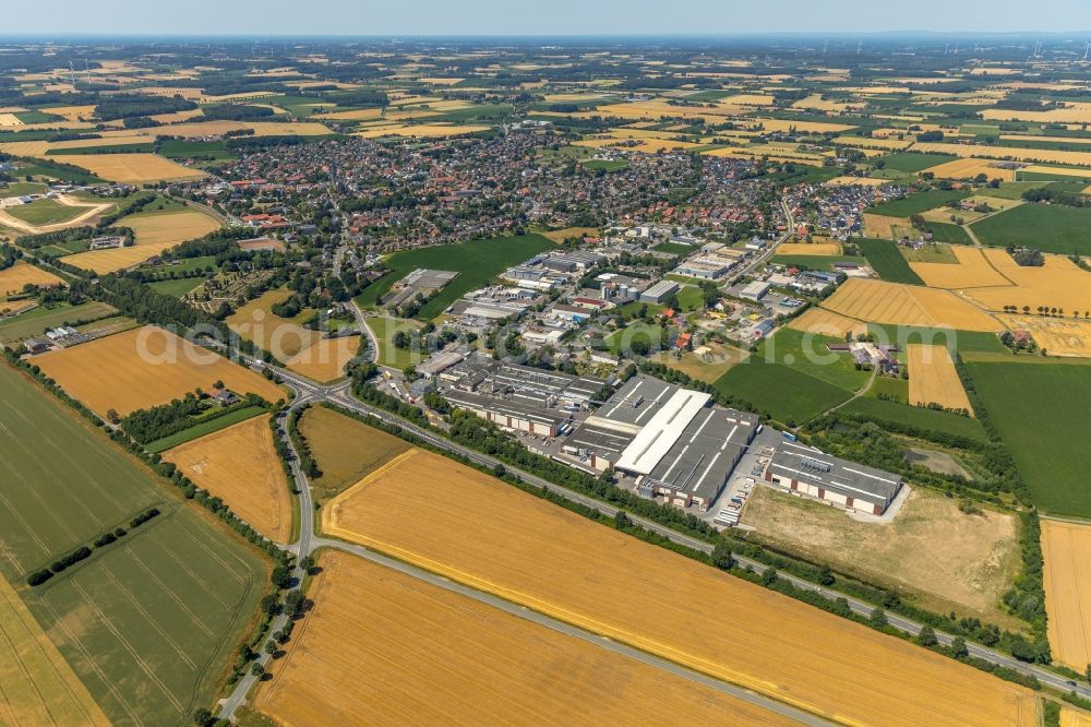 Wadersloh from above - Building and production halls on the premises of Westag & Getalit AG on Mauritz in Wadersloh in the state North Rhine-Westphalia, Germany