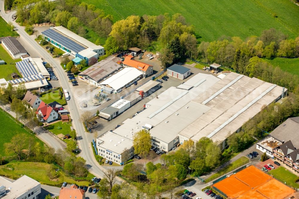 Aerial image Bad Wünnenberg - Building and production halls on the premises of Woehler Technik GmbH on Woehler-Platz in Bad Wuennenberg in the state North Rhine-Westphalia, Germany