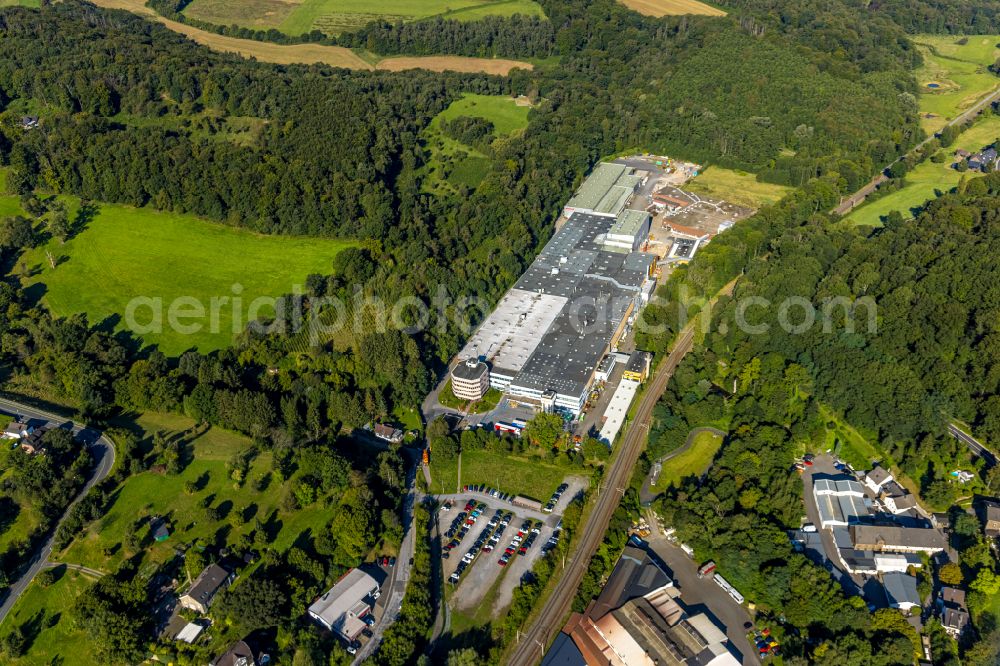 Aerial image Velbert - Building and production halls on the premises of Wieland-Werke AG on Ziegeleiweg in the district Langenberg in Velbert in the state North Rhine-Westphalia, Germany