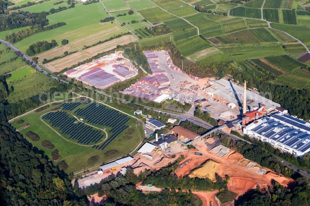 Malsch from the bird's eye view: Building and production halls on the premises of Wienerberger GmbH, factory Malsch in Malsch in the state Baden-Wurttemberg, Germany