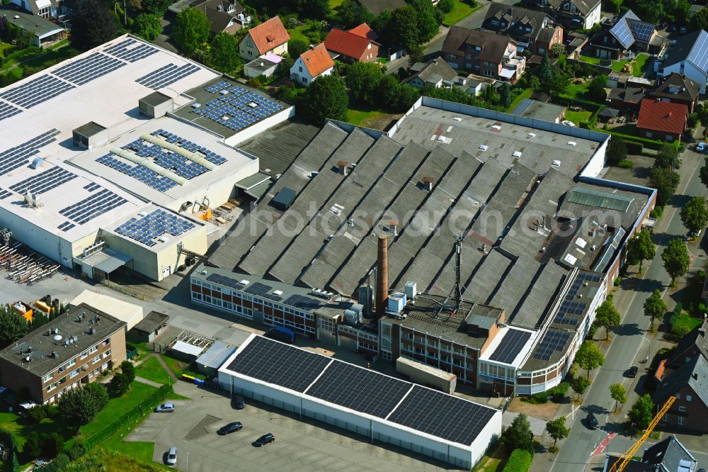 Aerial photograph Borken - Building and production halls on the premises of Wilh. Wuelfing GmbH & Co.KG on street Weseler Landstrasse in Borken in the state North Rhine-Westphalia, Germany