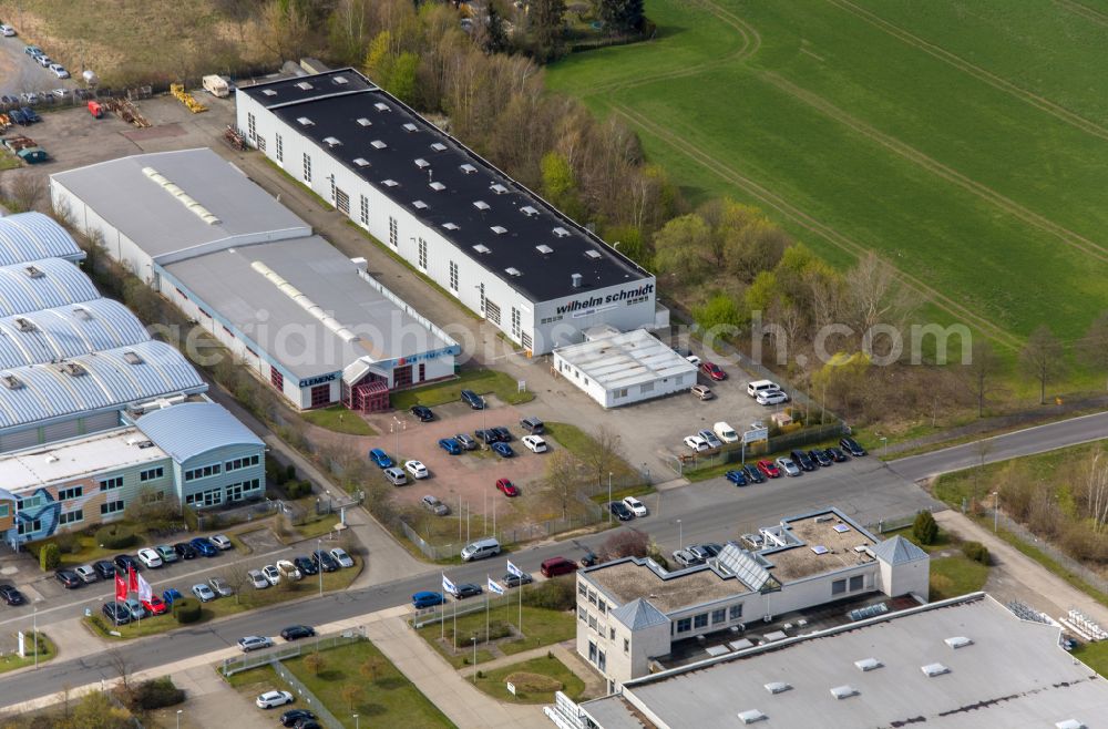 Groß Kienitz from above - Industrial estate and company settlement along the Hermann-Gebauer-Strasse and the street Am Weidenplatz in Gross Kienitz in the state Brandenburg