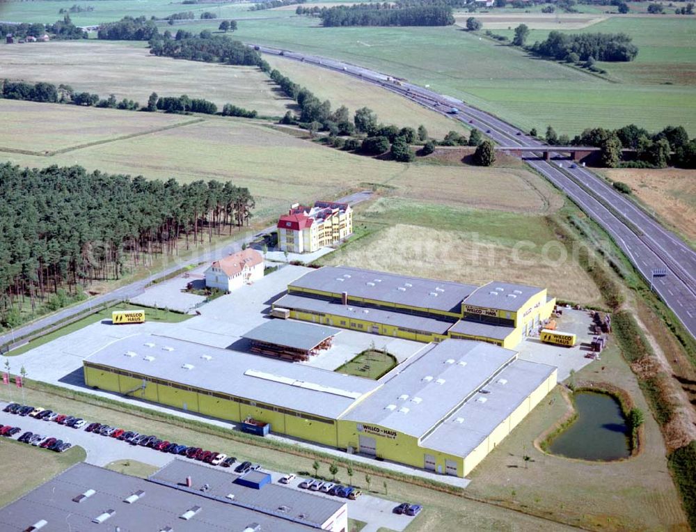 Freiwalde / BRB from above - Werksgelände der WILLCO-Haus GmbH & Co - KG Am Stieg 19 in 15910 Freiwalde an der Autobahnabfahrt. Tel.: 035474-200-0