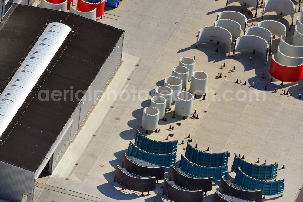 Magdeburg from the bird's eye view: Premises of the wind turbine manufacturer ENERCON GmbH in Magdeburg in Saxony-Anhalt