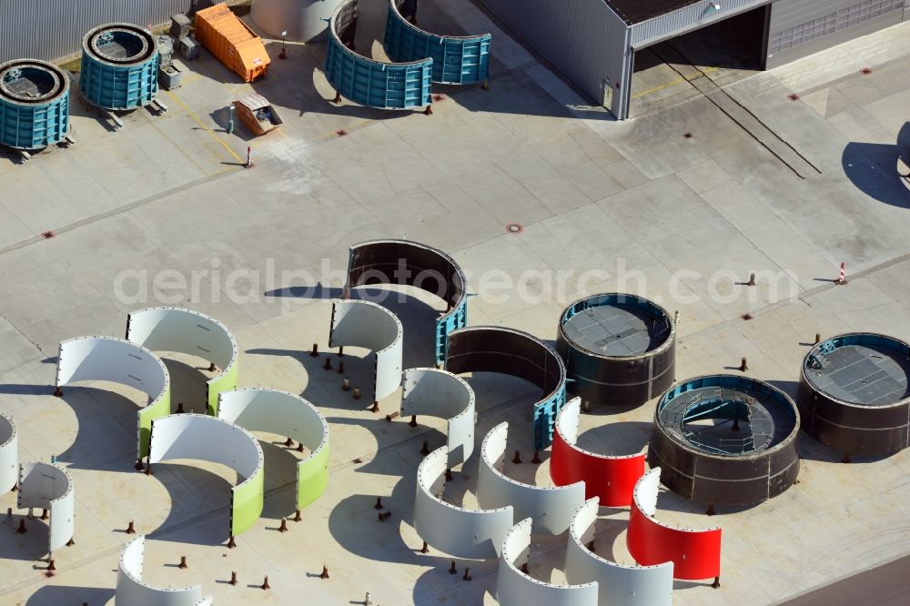 Aerial photograph Magdeburg - Premises of the wind turbine manufacturer ENERCON GmbH in Magdeburg in Saxony-Anhalt