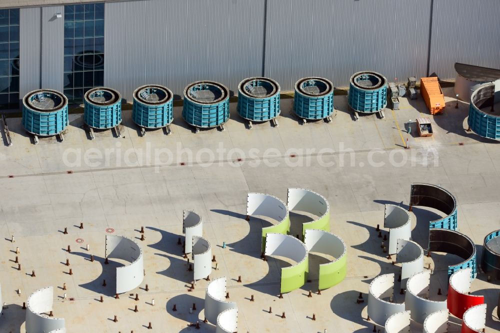 Aerial image Magdeburg - Premises of the wind turbine manufacturer ENERCON GmbH in Magdeburg in Saxony-Anhalt