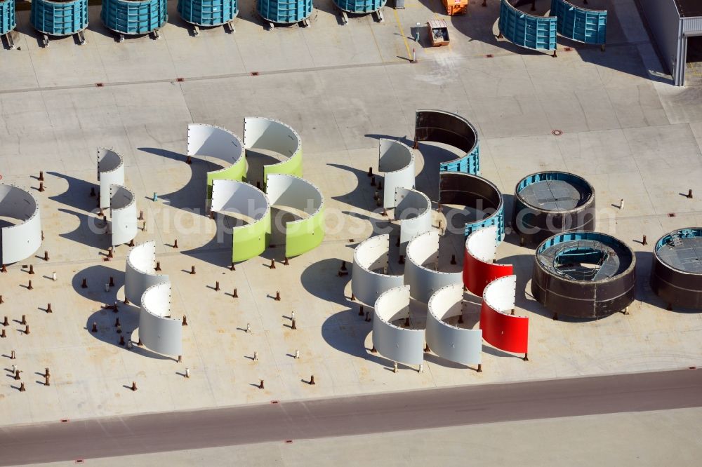 Aerial photograph Magdeburg - Premises of the wind turbine manufacturer ENERCON GmbH in Magdeburg in Saxony-Anhalt