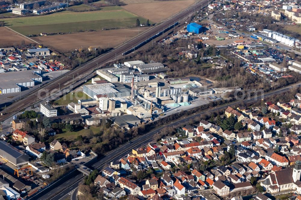 Aerial image Ludwigshafen am Rhein - Building and production halls on the premises Woellner GmbH in Ludwigshafen am Rhein in the state Rhineland-Palatinate, Germany