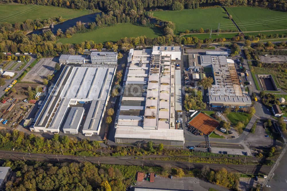 Hagen from above - Building and production halls on the premises C.D. Waelzholz GmbH & Co. KG on Feldmuehlenstrasse in Hagen at Ruhrgebiet in the state North Rhine-Westphalia, Germany