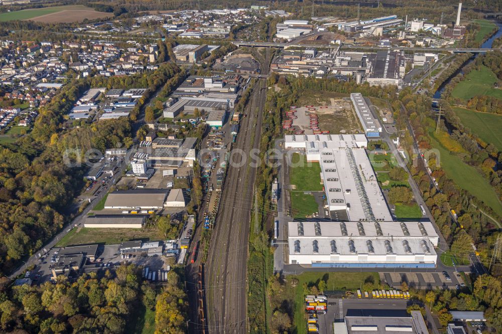 Hagen from above - Building and production halls on the premises C.D. Waelzholz GmbH & Co. KG on Feldmuehlenstrasse in Hagen at Ruhrgebiet in the state North Rhine-Westphalia, Germany