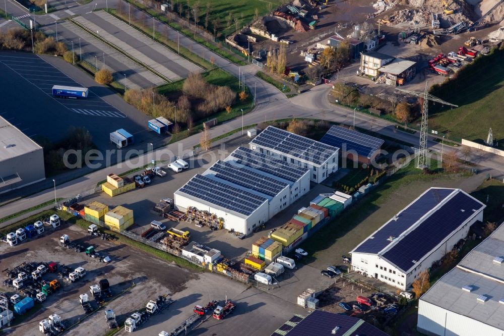 Kandel from above - Building and production halls on the premises of WWV Waermeverwertung GmbH & Co. KG in Kandel in the state Rhineland-Palatinate, Germany