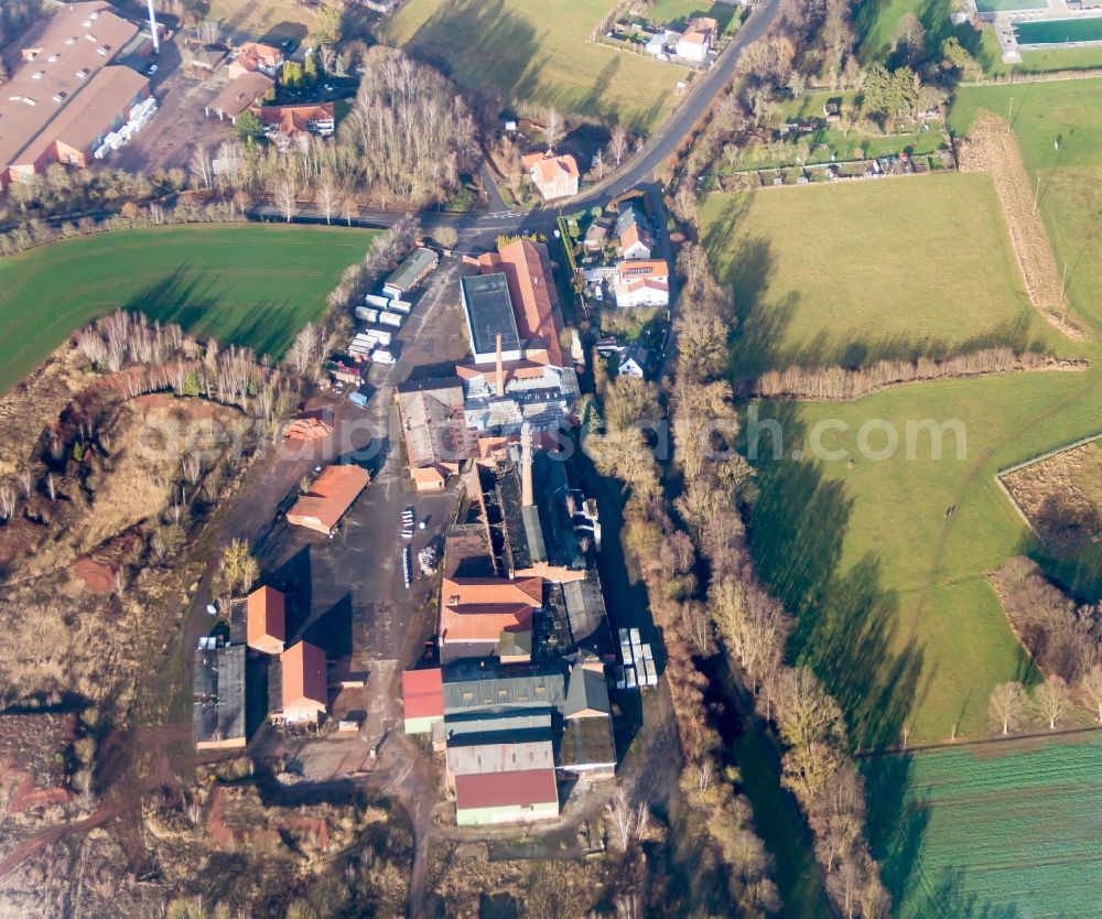 Duderstadt from the bird's eye view: Building and production halls on the premises of Ziegelei Bernhard in Duderstadt in the state Lower Saxony, Germany