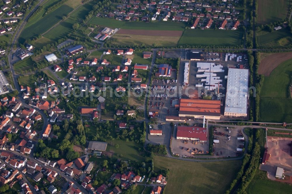 Buchen from above - Building and production halls on the premises of Braas GmbH - Verkaufsregion and Lager Hainstadt in Buchen in the state Baden-Wuerttemberg, Germany