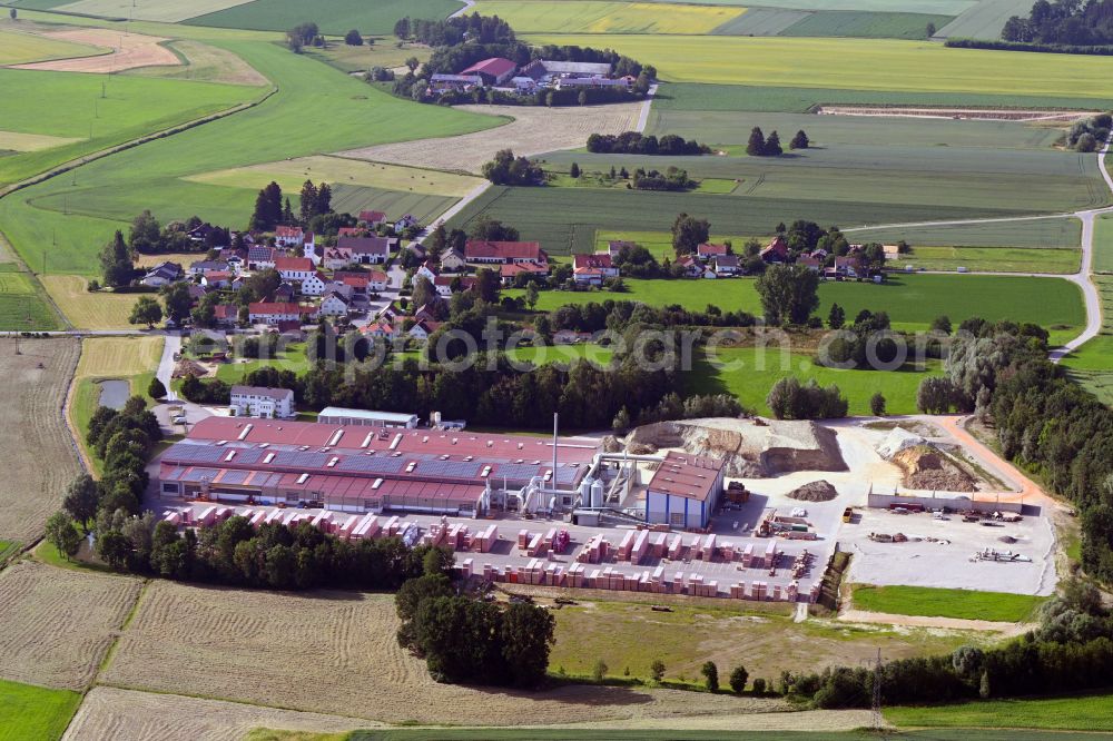 Egenhofen from the bird's eye view: Building and production halls on the premises of Ziegelsysteme Michael Kellerer in Egenhofen in the state Bavaria, Germany