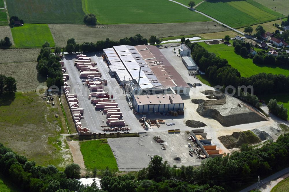 Egenhofen from above - Building and production halls on the premises of Ziegelsysteme Michael Kellerer in Egenhofen in the state Bavaria, Germany